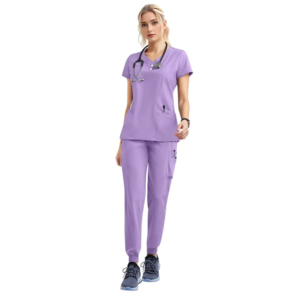 Women's Medical Scrubs Jogger Set – Doctor & Nurse Surgical Uniform