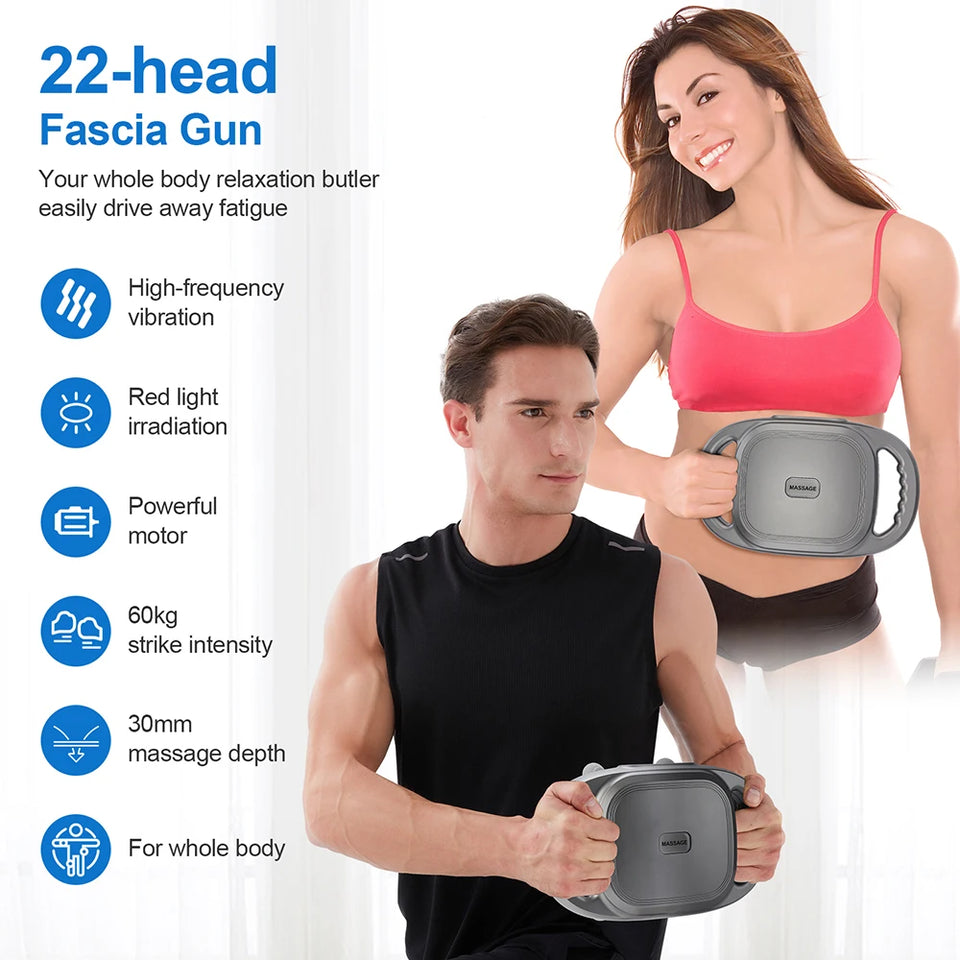 22-Head Fascia Massage Gun – High-Frequency Deep Tissue Massager for Back, Neck, Shoulder & Waist