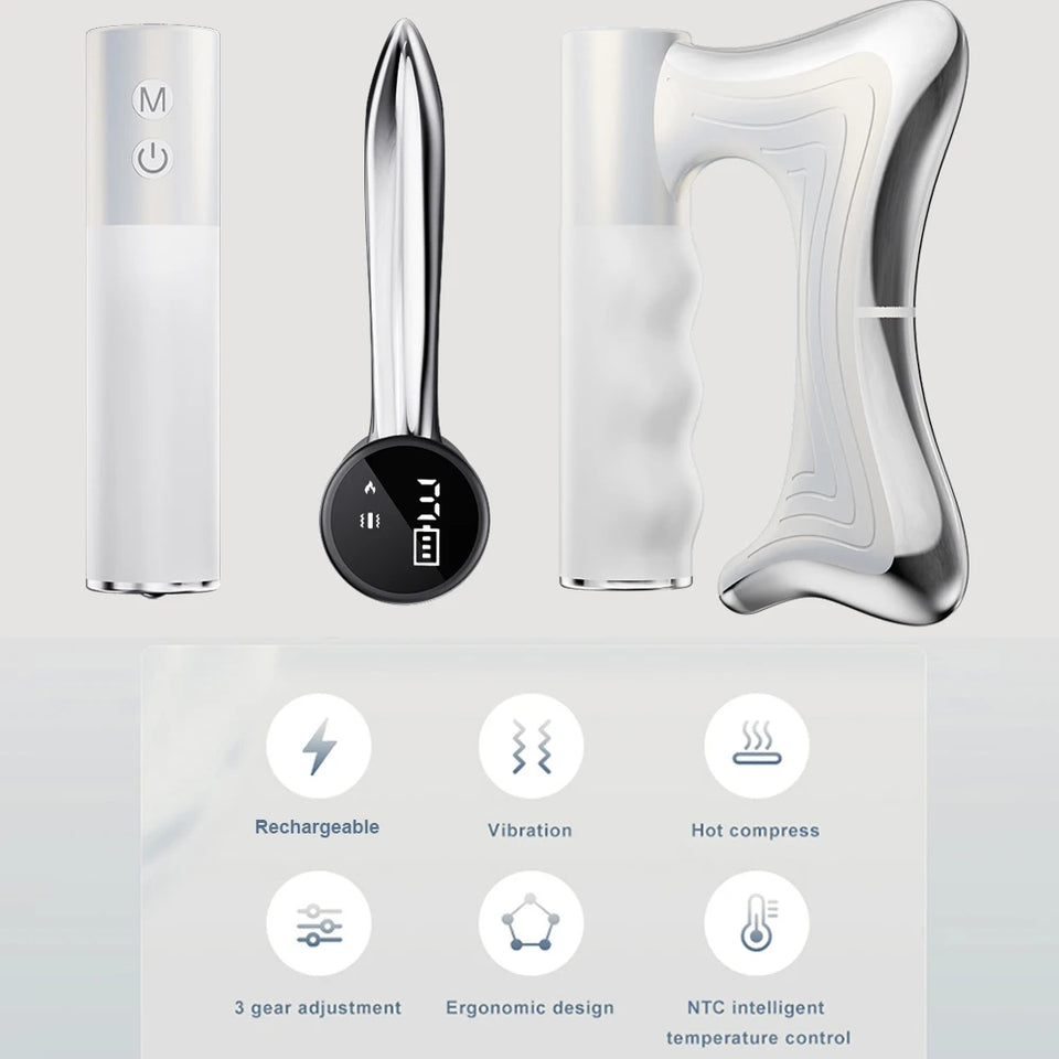 Electric Heating Fascia Knife Massager with LCD – Vibration Muscle Relaxation & Body Lifting Tool