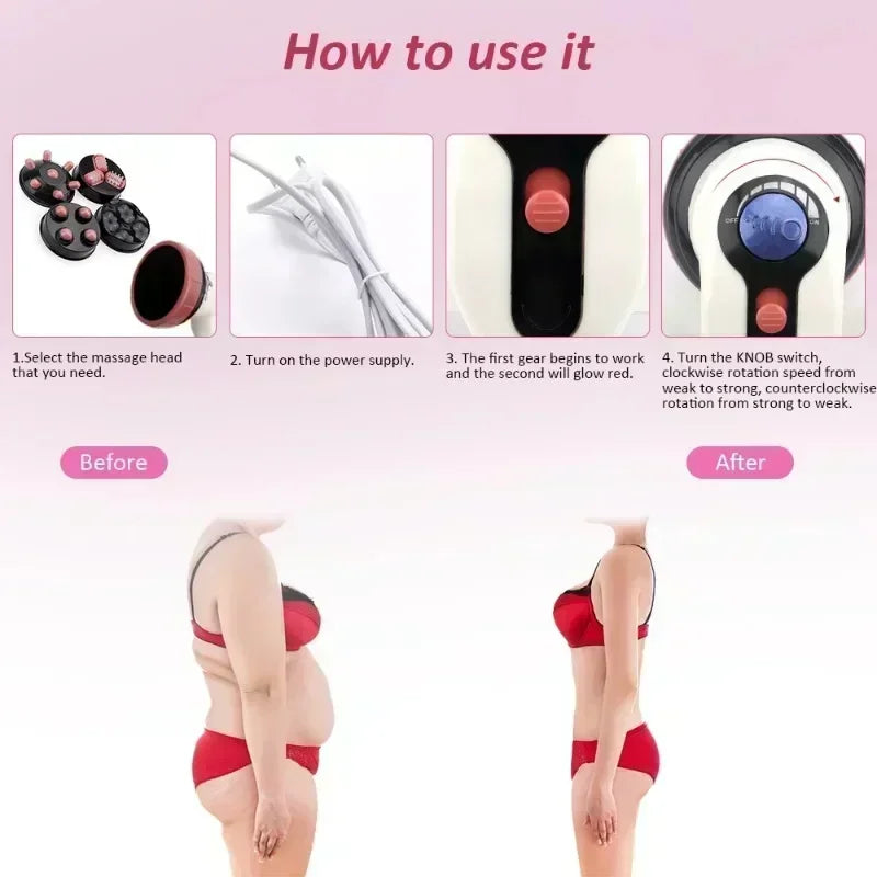 4-in-1 Infrared Electric Anti-Cellulite Massager with 3D Roller for Body Slimming & Muscle Relaxation