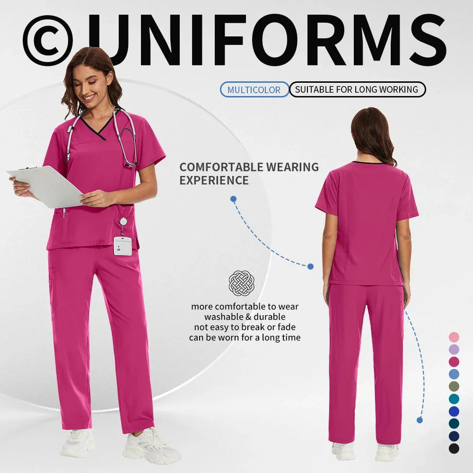 Women’s Medical Nurse Scrubs Set – Unisex Hospital, Clinic, Surgical & Spa Uniforms for Healthcare Professionals