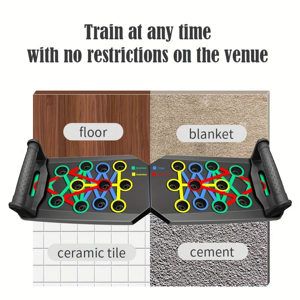 Portable Folding Push-Up Board – Multi-Functional Anti-Slip Fitness Mat with Handles for Chest, Arms & Core