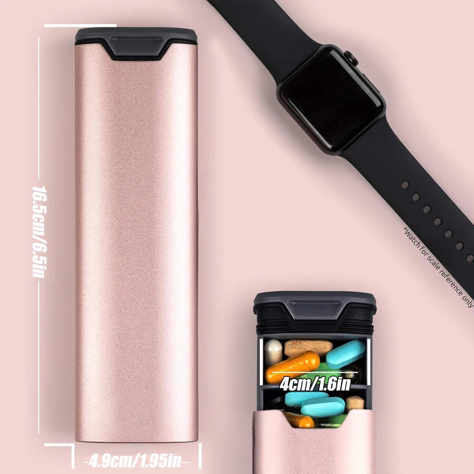 7-Day Premium Aluminum Pill Organizer – Large Capacity Weekly Pill Box for Vitamins, Supplements & Medicine