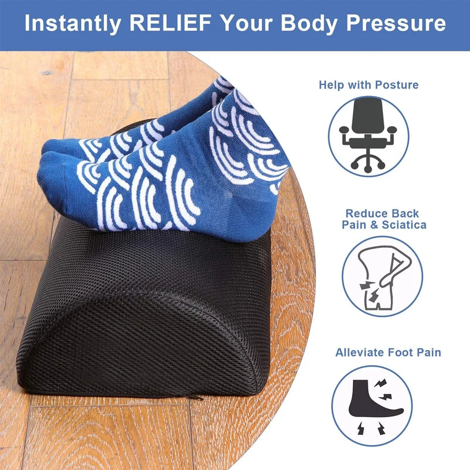 Ergonomic Memory Foam Foot Rest – Non-Slip Washable Under-Desk Foot Stool for Fatigue Relief