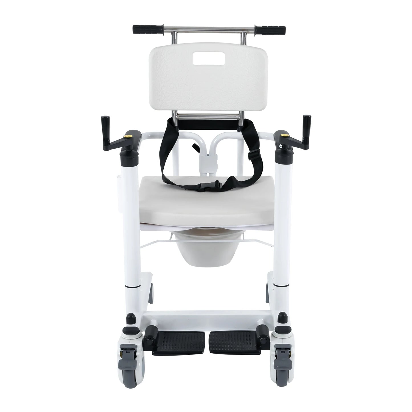 Heavy Duty Lift Transfer Chair – 264 lbs Capacity, 4 Silent Braked Wheels, Shower Commode Wheelchair for Elderly & Disabled