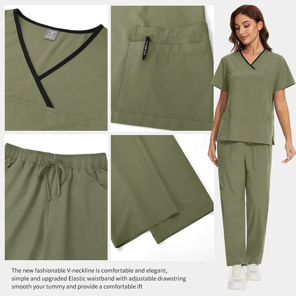 Women’s Medical Nurse Scrubs Set – Unisex Hospital, Clinic, Surgical & Spa Uniforms for Healthcare Professionals