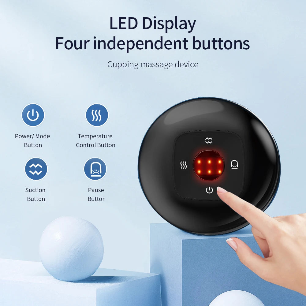 Smart Electric Vacuum Cupping Massager – Heating Suction Cup Device for Body, Back, Neck & Arms