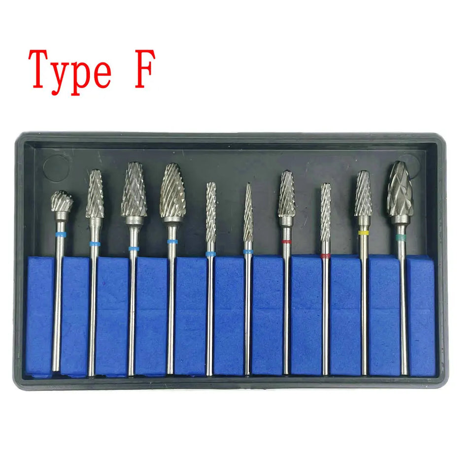 10PCS Assorted Tungsten Steel Dental Polisher Burs – 2.35MM Low-Speed Handpiece Drill Bits for Dental Lab