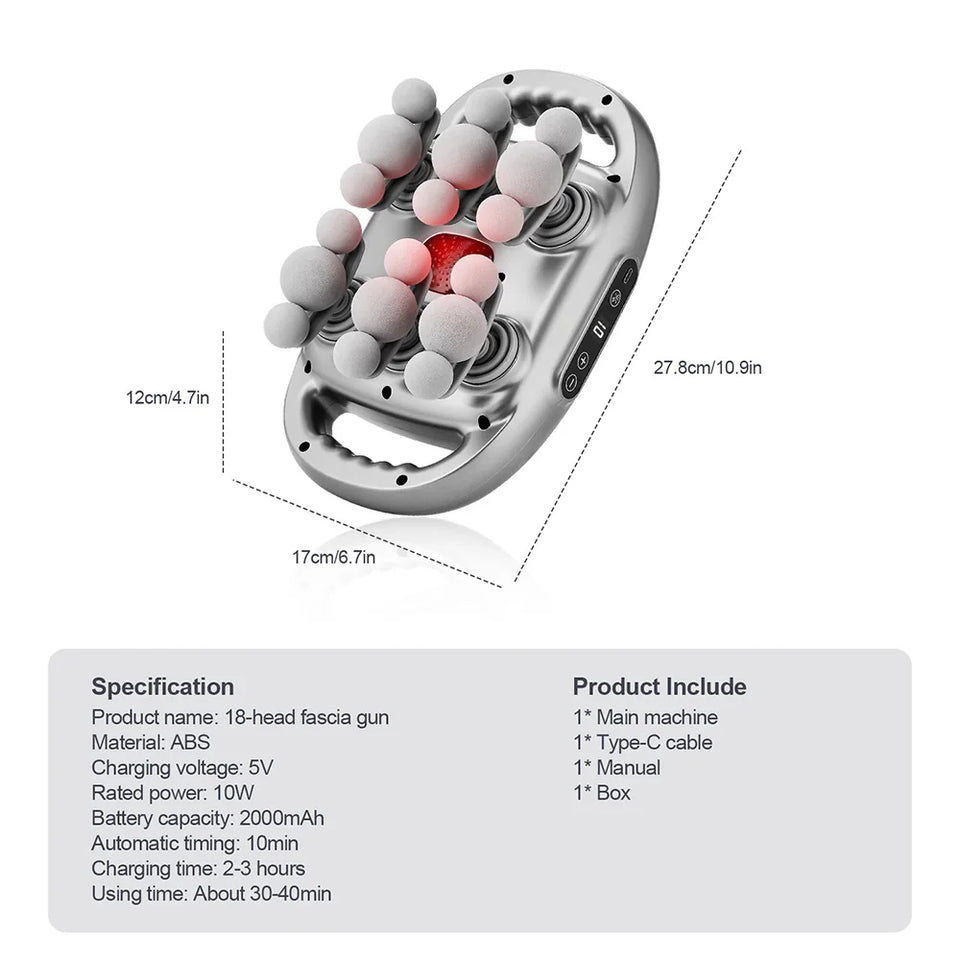 42-Head Fascia Massage Gun – High-Frequency Muscle Massager for Back, Neck, Shoulder & Waist Relief