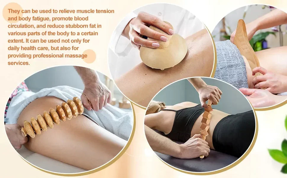 Wooden Massage Tools Wood Lymphatic Drainage Massager Anti Cellulite Body Shaping Tools for Beauty, Gua Sha, Sore Muscle Relief