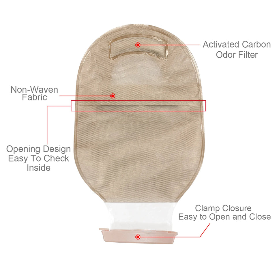 Two-Piece Colostomy Bag Set with Clamp Clips – 10 or 15 Bags + 6 Barriers for Ostomy Patient Care