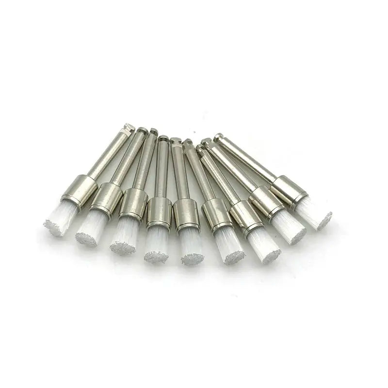 100PCS White Nylon Dental Polishing Brushes – Flat Latch-Type Teeth Polisher for Dentists & Labs