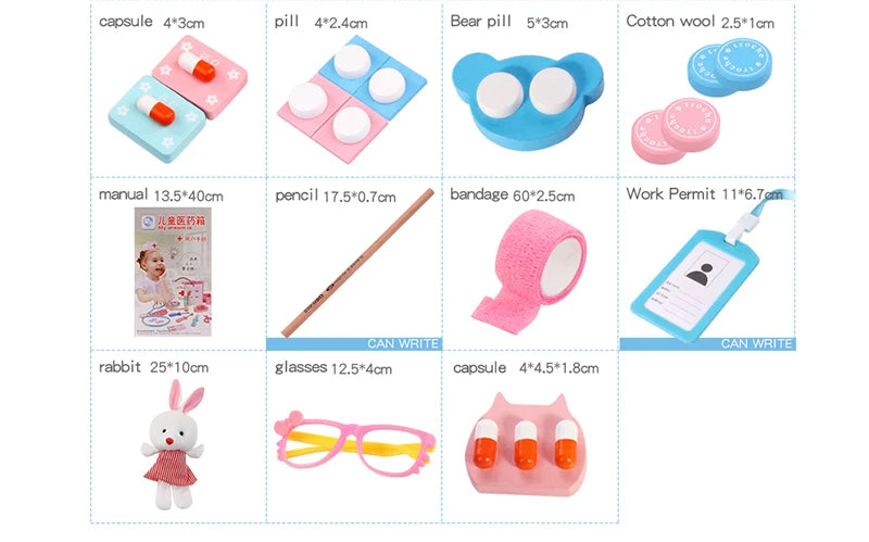 Wooden Pretend Play Doctor Educational Toys for Children Simulation Dentist Check Brush Teeth Medicine Set Role Playing Games