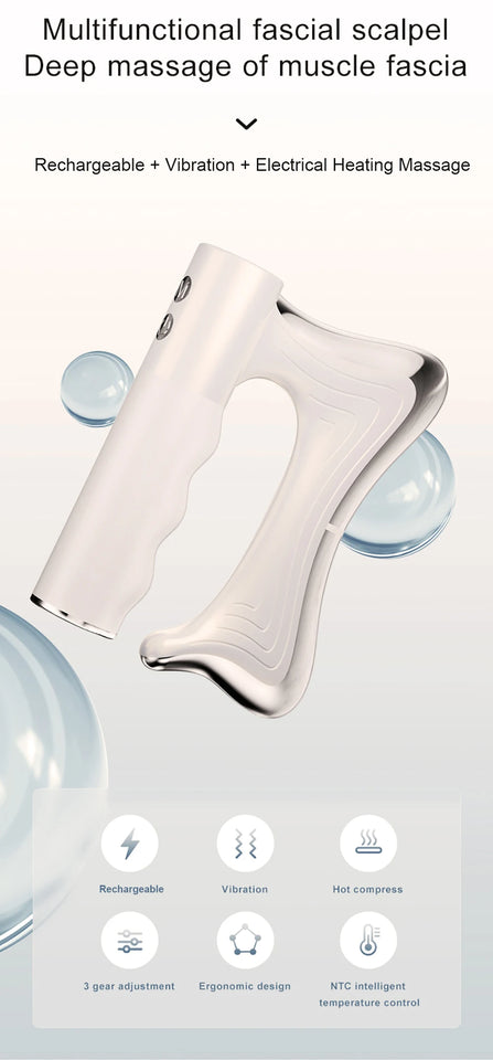 Electric Heating Fascia Knife Massager with LCD – Vibration Muscle Relaxation & Body Lifting Tool