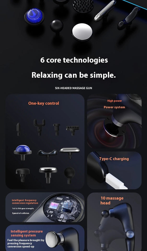 Fascia Massage Gun with Hot & Cold Heads – Adjustable Percussion Muscle Massager