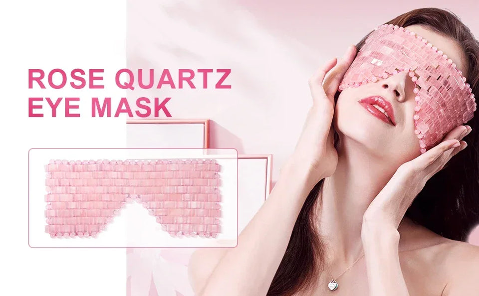 Natural Rose Quartz Eye Mask Massager Jade Relax Sleep Massage Tools Care Stone Face Cooling Sleep Mask