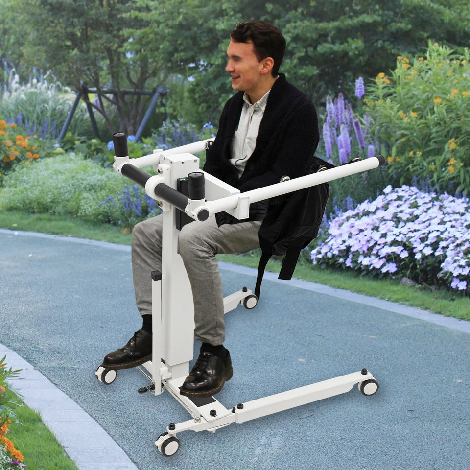 Electric Adjustable Patient Lift Transfer Chair – Foldable Handicap Shower & Commode Toilet Seat for Elderly Home Care