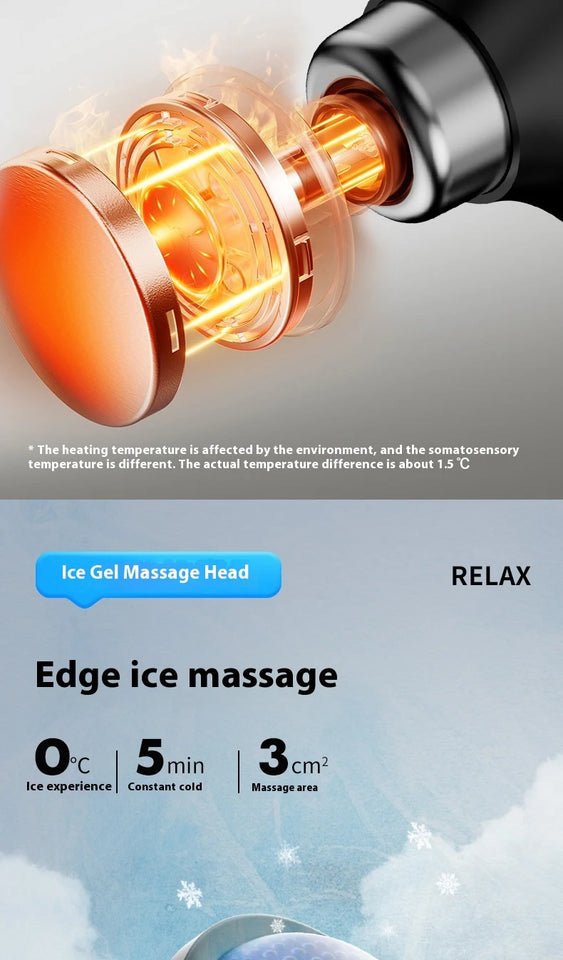 Fascia Massage Gun with Hot & Cold Heads – Adjustable Percussion Muscle Massager