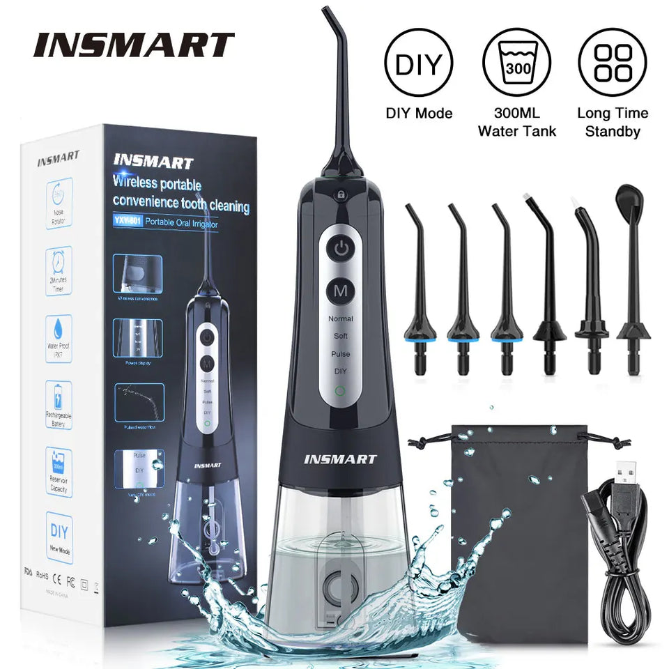 INSMART Portable Oral Irrigator & Dental Water Flosser – 300ML Teeth Cleaner
