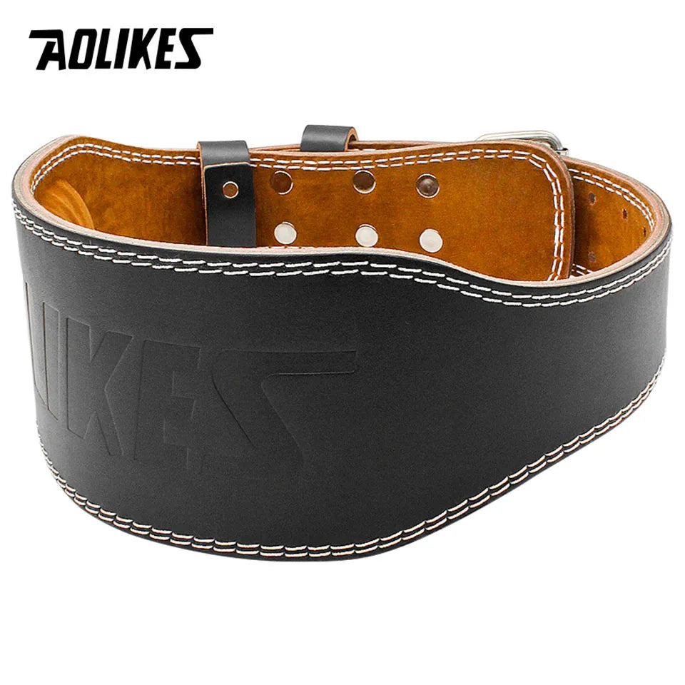 AOLIKES Cowhide Weightlifting Belt – Lumbar Support Gym Belt for Squats & Bodybuilding