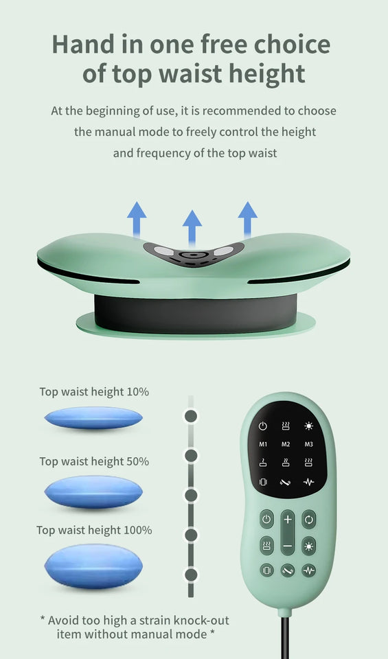 New Upgrade Air-Lip Stretch Low Frequency Thermal Vibration Waist Massage Heeling Spot Left and Right Swing + Up and Down Tracti