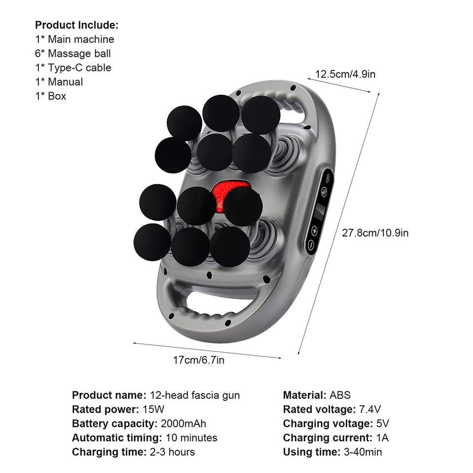 42-Head Fascia Massage Gun – High-Frequency Muscle Massager for Back, Neck, Shoulder & Waist Relief
