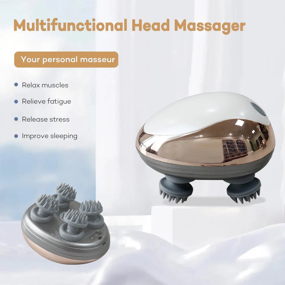 Mini Head Massage Machine Silicone Scalp Magnetic Suction Charging Silicone Shoulder Multifunctional Kneading Vibration Head Spa