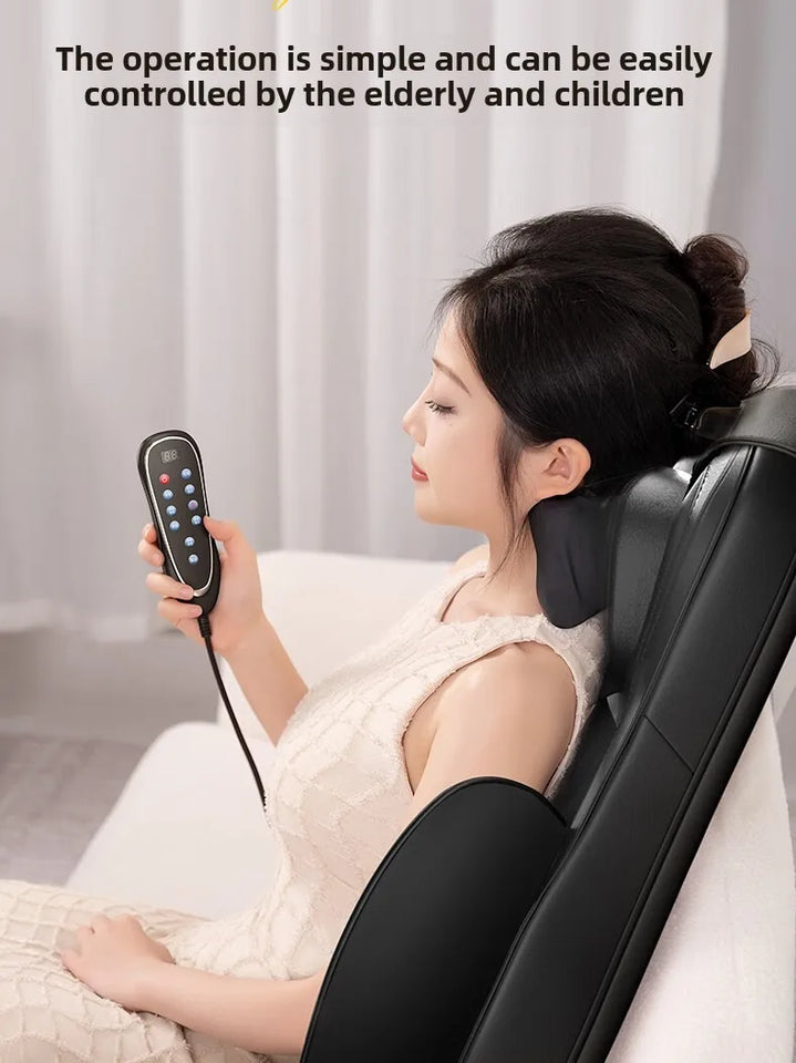 Upgrade Electric Full Body Massage Chair Neck Back Waist Leg Vibration Kneading Shiatsu Cushion Seat Relaxation Trapezius Massag