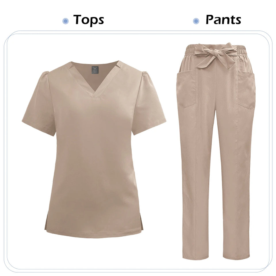 Women's Medical Scrub Set – Soft Nursing Uniform with Top & Pants for Hospital, Dental & Clinical Use