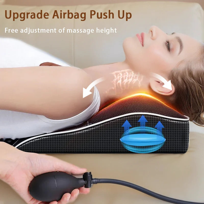 Electric Massage Neck Pillow Shiatsu Head Cervical airbag Ttraction Body Back Waist Massager Car with Heating Vibrating Massage