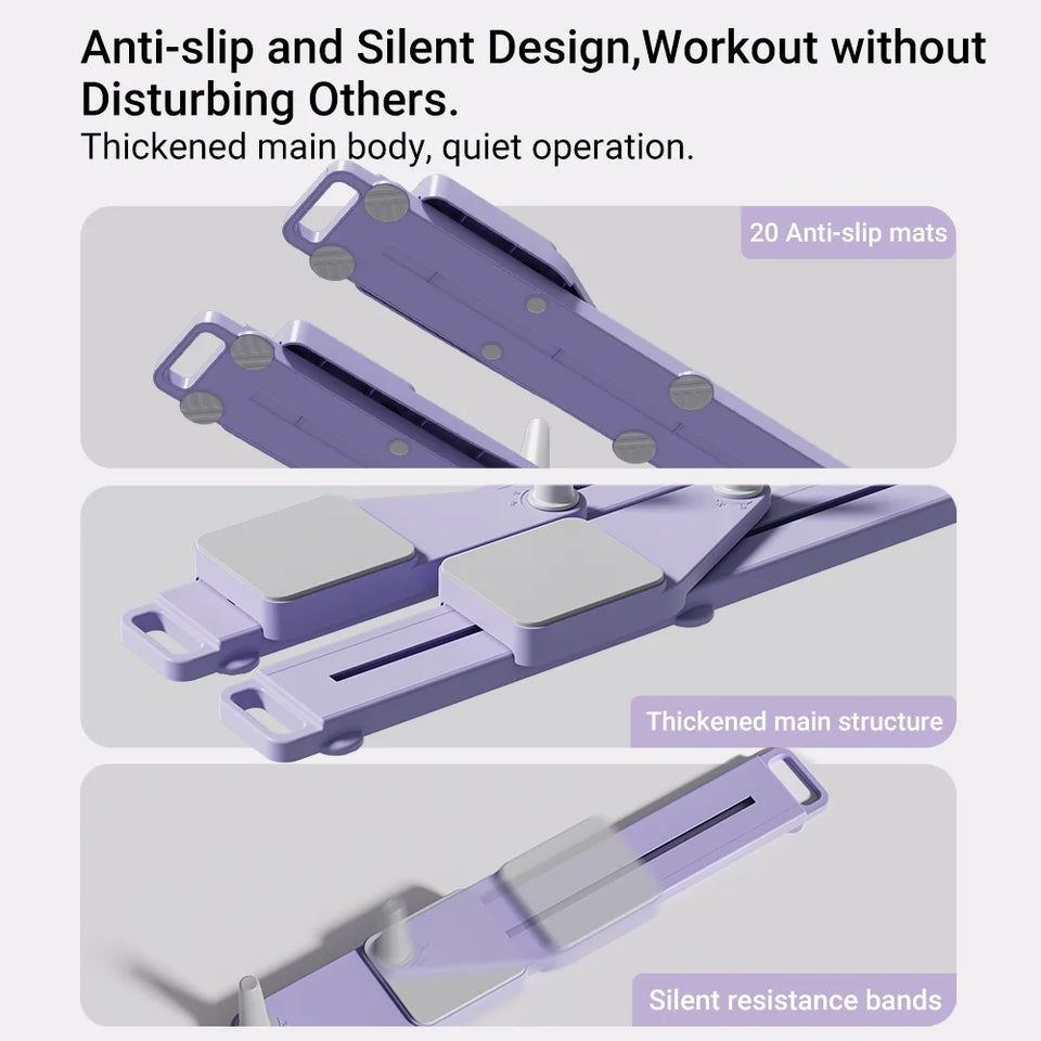 2-in-1 Abs & Ski Board – Portable Core and Leg Trainer Pilates Reformer for Home Gym