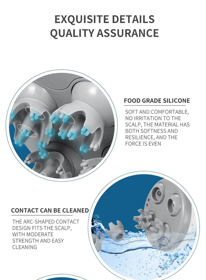 New Electric Cordless Hair Scalp Massager Handheld Portable Head Scratcher Massager for Hair Growth, Deep Clean and Stress Relax