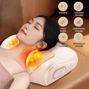 Heated Massage Pillow for Neck & Back – Multi-Function Shiatsu Massager for Shoulders, Waist & Finger Relaxation Massage