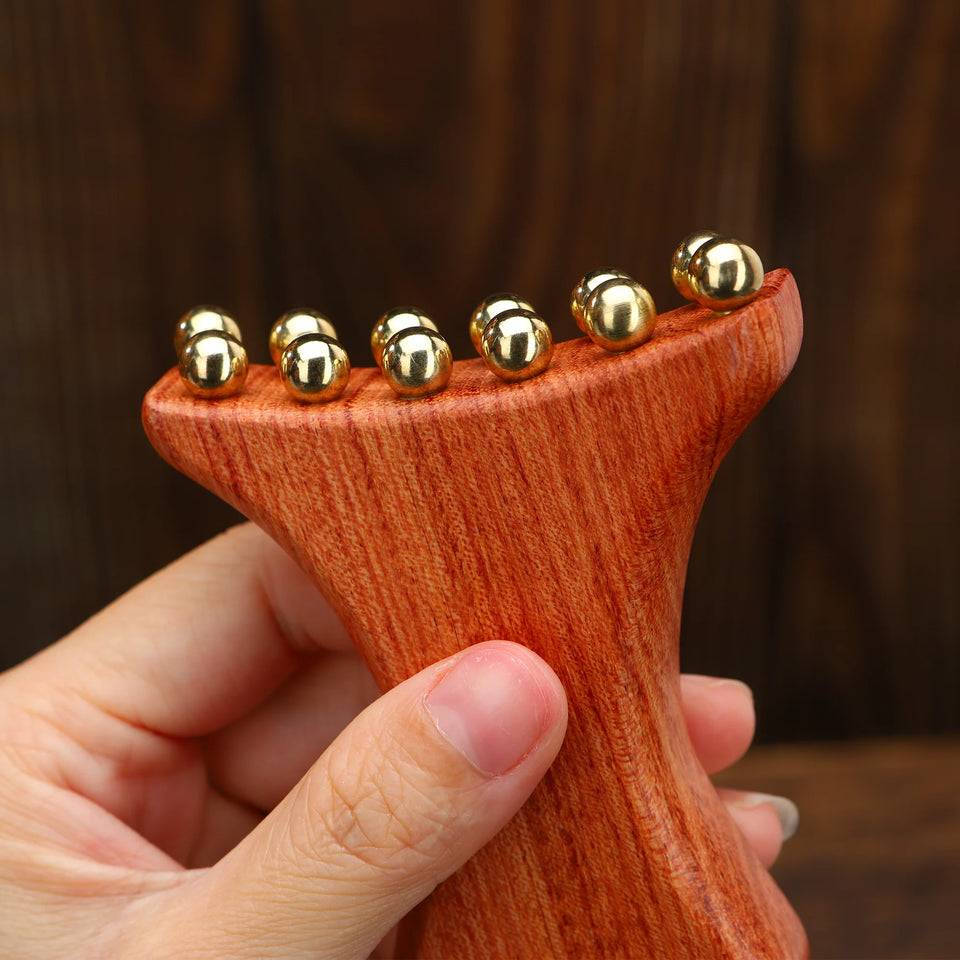 Radiant Skin Savior Lymphatic Detox Face Massager Fades Wrinkles Firms Jawline and Eyes Natural Copper Wood Beauty Tool