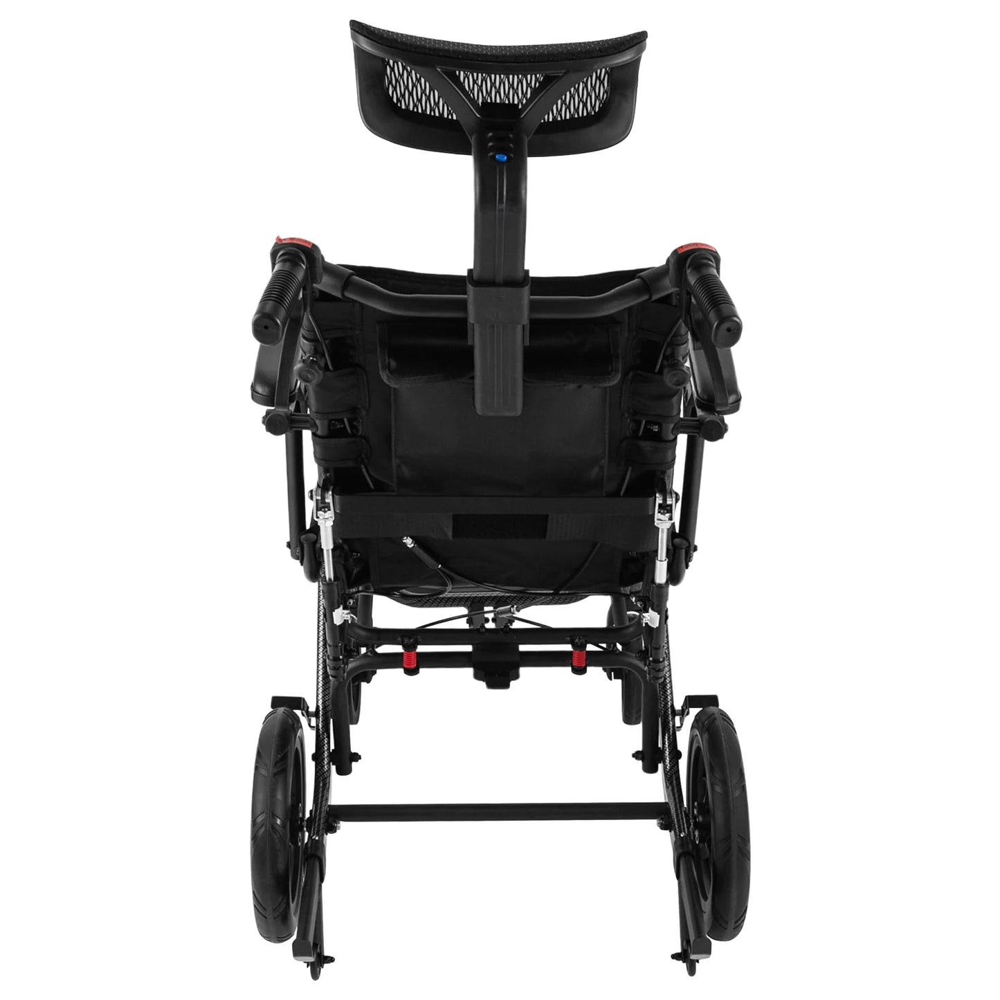 Super Lightweight Reclining Travel Wheelchair – Portable Folding Transport Chair with Adjustable Headrest for Seniors