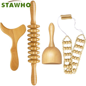 Wood Therapy Body Sculpting Tools – Lymphatic Drainage & Anti-Cellulite Massager Set