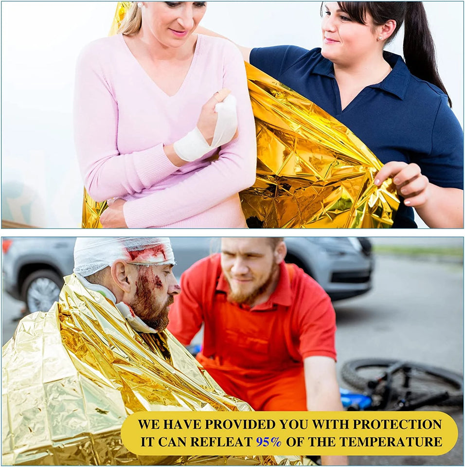 5–30PCS Outdoor Emergency Thermal Survival Blanket – Gold & Silver Foil, Waterproof, 130x210cm