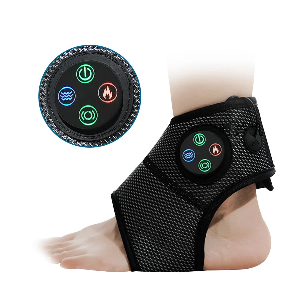 Electric Foot Ankle Massager Heating Foot Compress Vibration Relaxation Brace Belt Plantar Joint Sprain Ankle Support Massager
