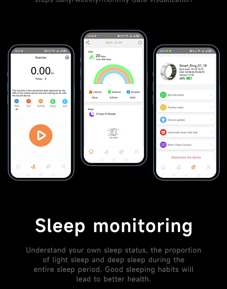 2025 SR08 Smart Ring – LED Display, Heart Rate & SpO₂ Monitor, 5ATM Waterproof Fitness Ring for Men & Women