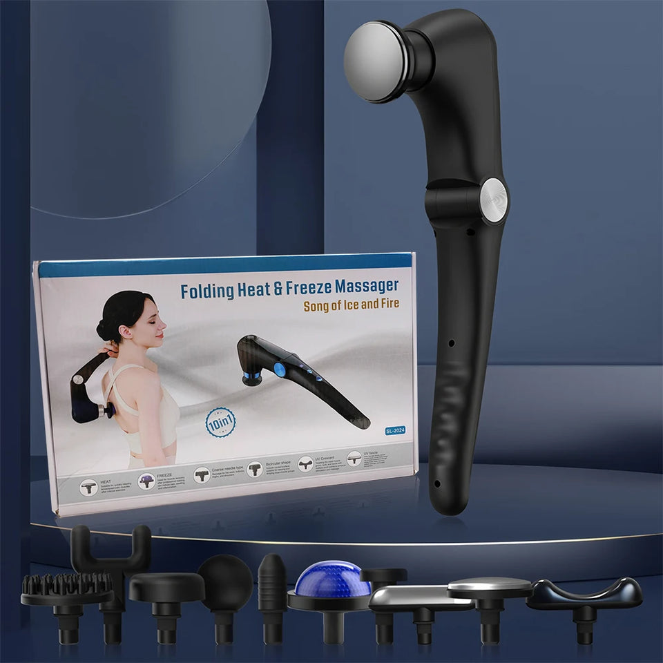 Fascia Massage Gun with Hot & Cold Heads – Adjustable Percussion Muscle Massager