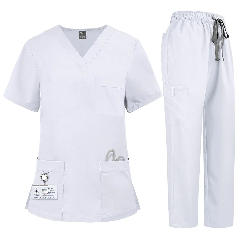 Quick-Dry Elastic Plus-Size Lab Uniform Set for Men & Women