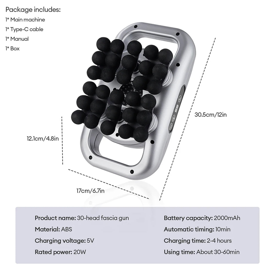 30-Head Massage Gun – High-Frequency Vibration Deep Tissue Muscle Massager