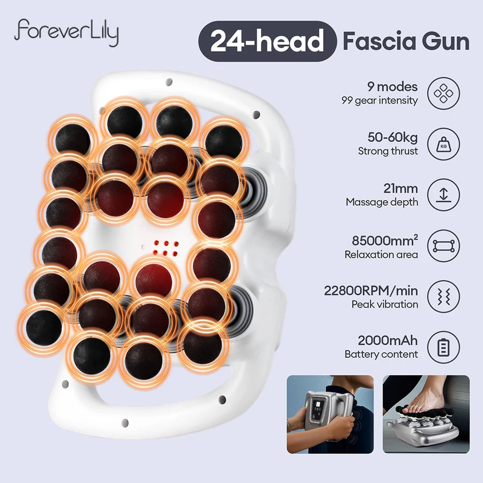 24-Head Fascia Massage Gun – 99 Speed High-Frequency Percussion Massager