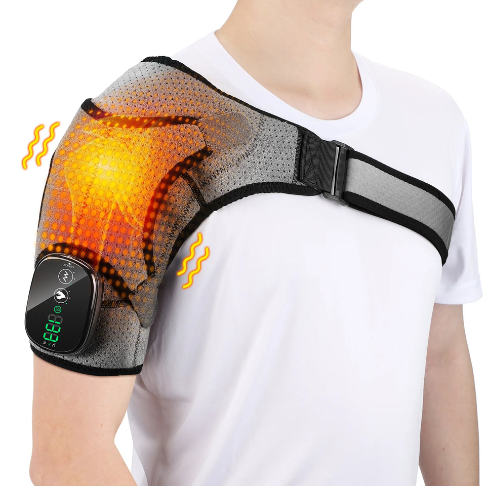 Electric Heated Shoulder Brace – 3-Level Heat & Vibration Massage Support Belt