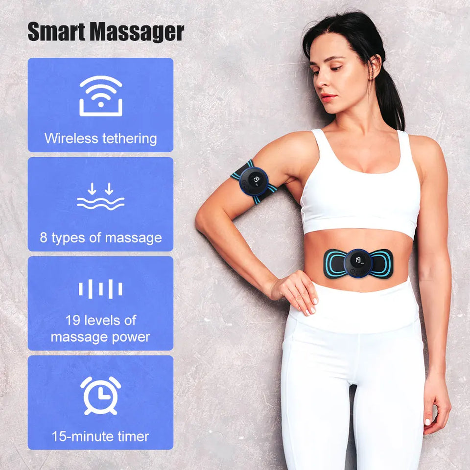 EMS Pulse Neck Massager Sticker Tens Cervical Massageador Back Masajeador Patch Muscle Stimulator Pain Relief Gel Pads Stretcher