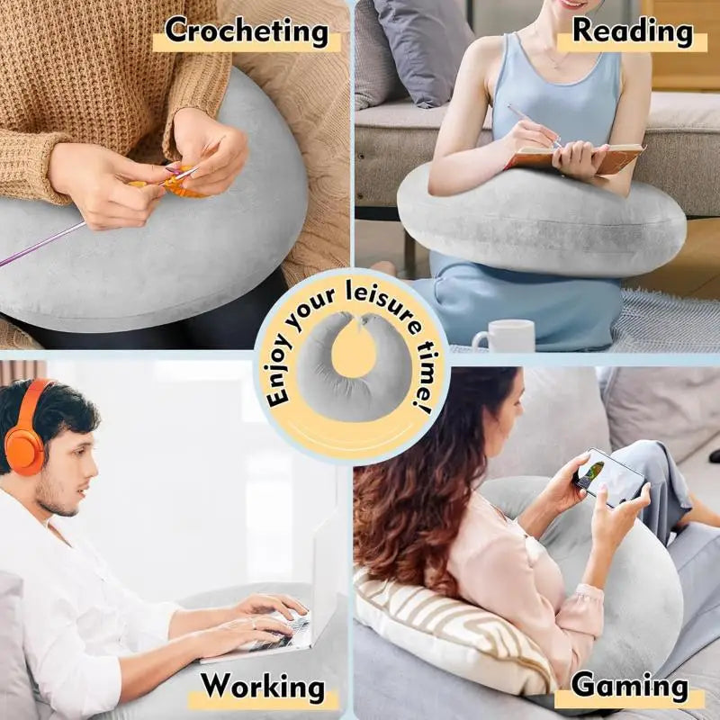 Ergonomic U-Shaped Gaming Pillow – Arm & Elbow Support Lap Cushion for Adults & Kids (Crocheting, Reading, Gaming)