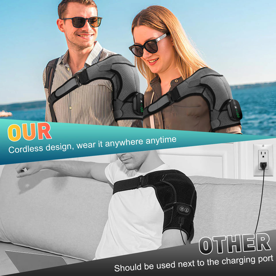 Electric Heated Shoulder Brace – 3-Level Heat & Vibration Massage Support Belt