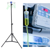 Portable Adjustable IV Pole Stand – Foldable Aluminum Alloy Drip Bag Holder with 4 Hooks & 3 Legs
