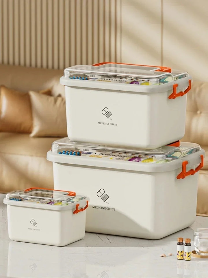 Large Capacity Portable First Aid Kit with Multi-layer Medicine Storage – Family Emergency Medical Box