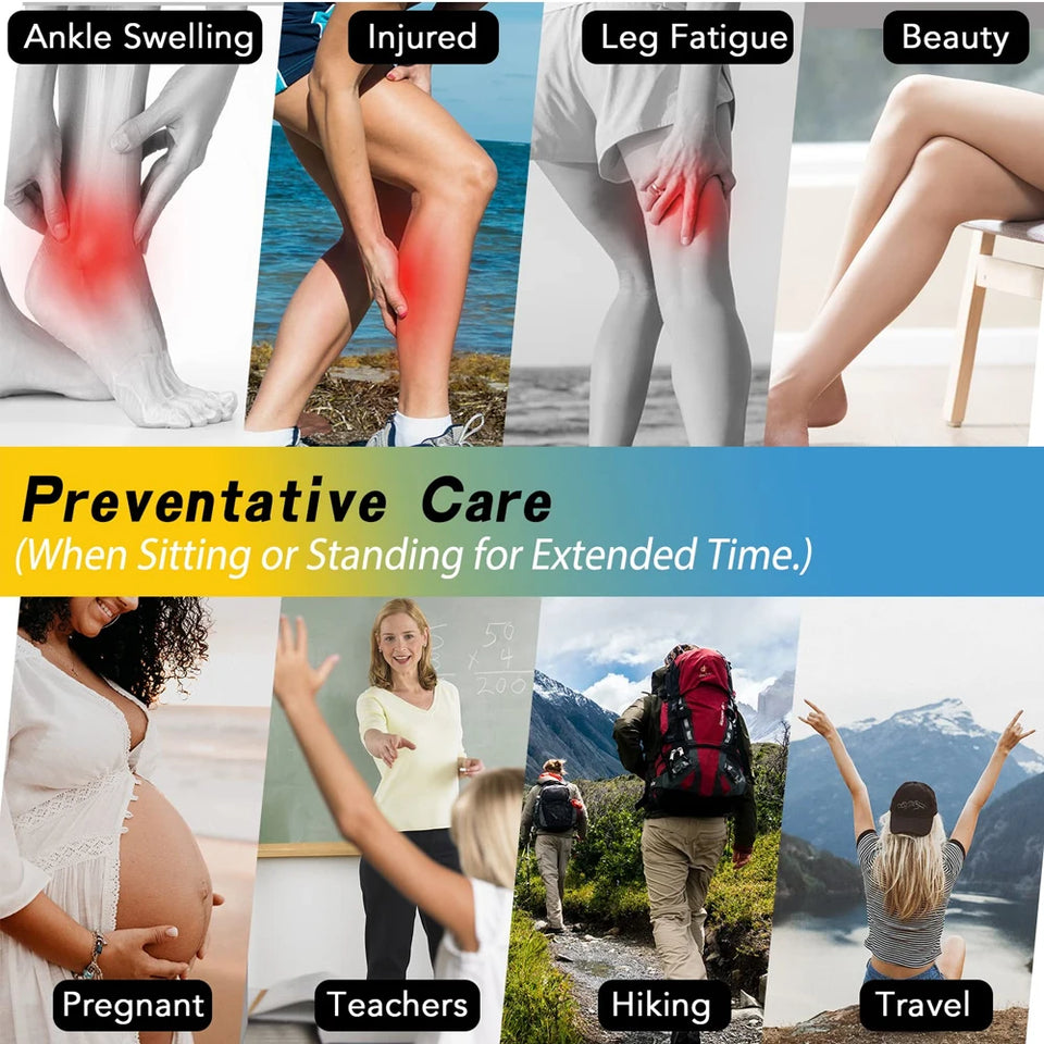 1 Pair Open Toe Thigh High Compression Stockings with Silicone Band – 20-30mmHg Graduated Support for Varicose Veins